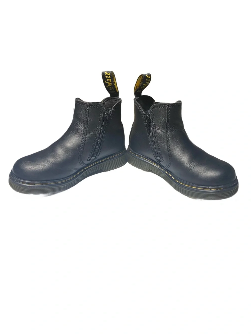 NWT Dr. Martens Kids Black Leather Pull On Boots With Inside Zipper 1460T Size 1